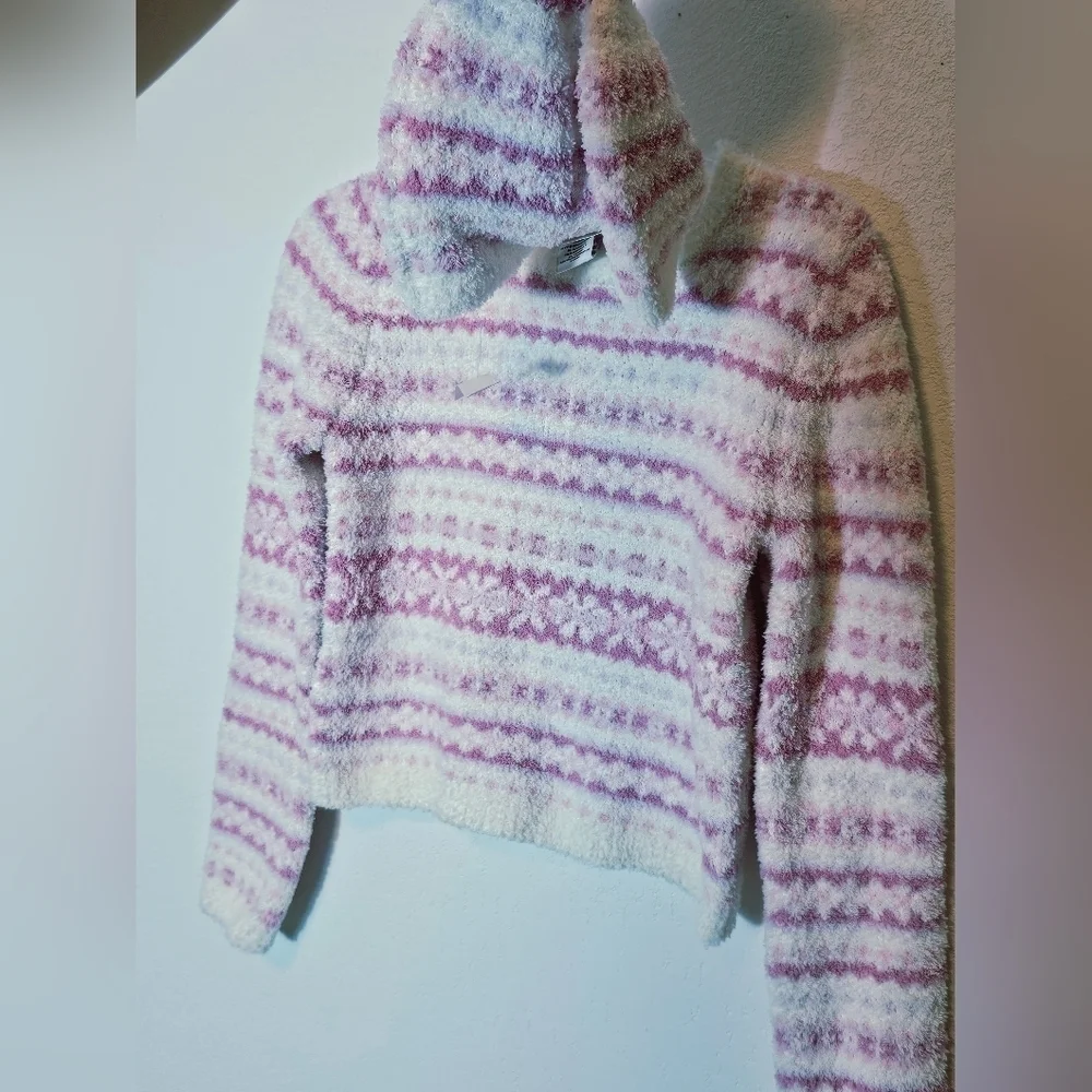 cupcakes & cashmere Kids Lavender Pink and White Sweater & Hat Size L 10/12